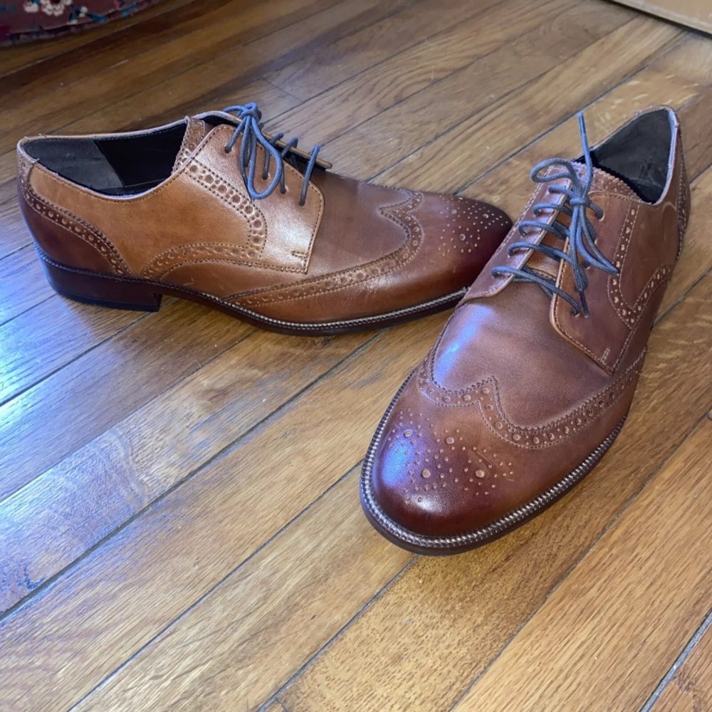 Cole Haan Benton MDL Wing Tip II Derby Tan Leather Shoes Size 10 M Excellent